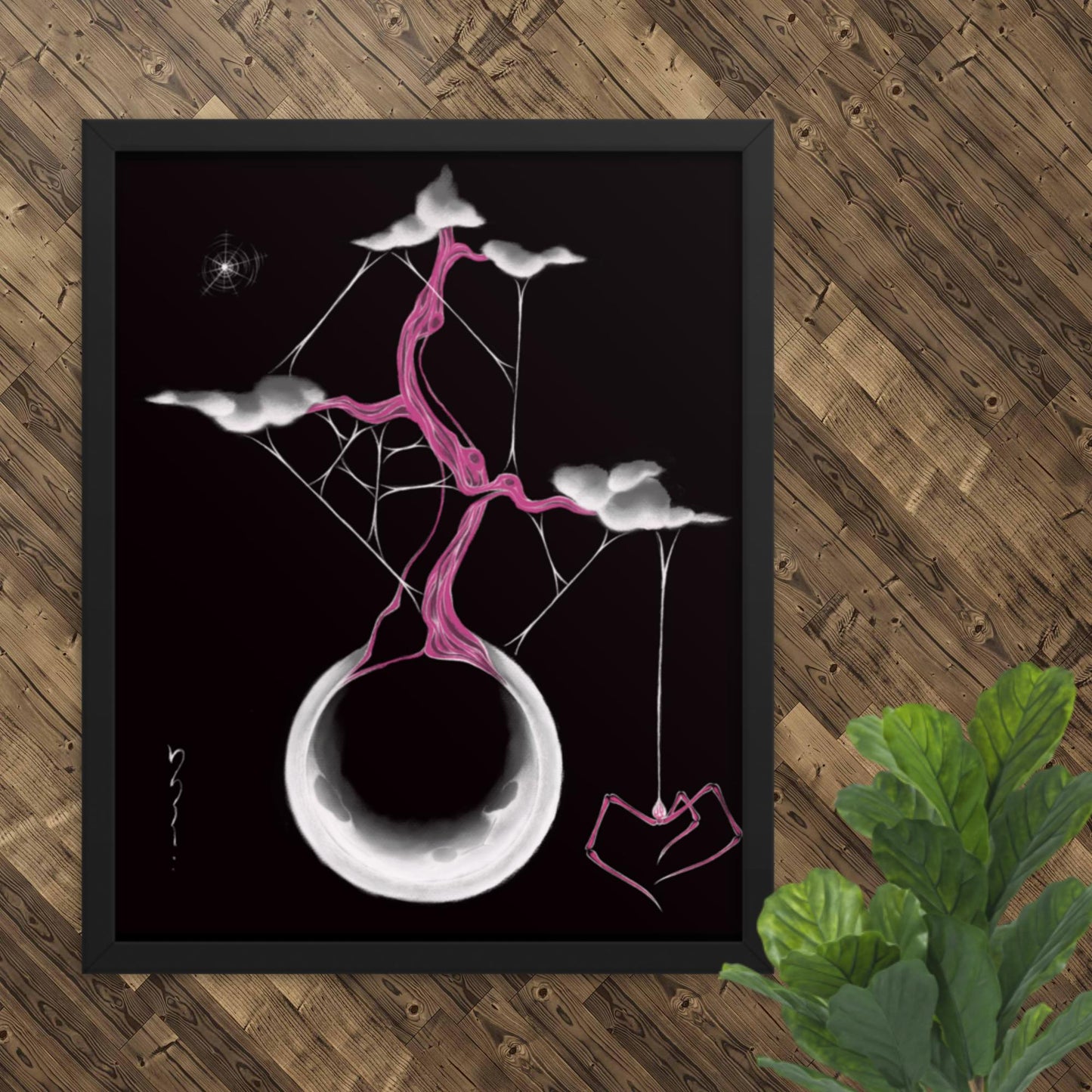 Moon Pine Bonsai - Framed Poster Print