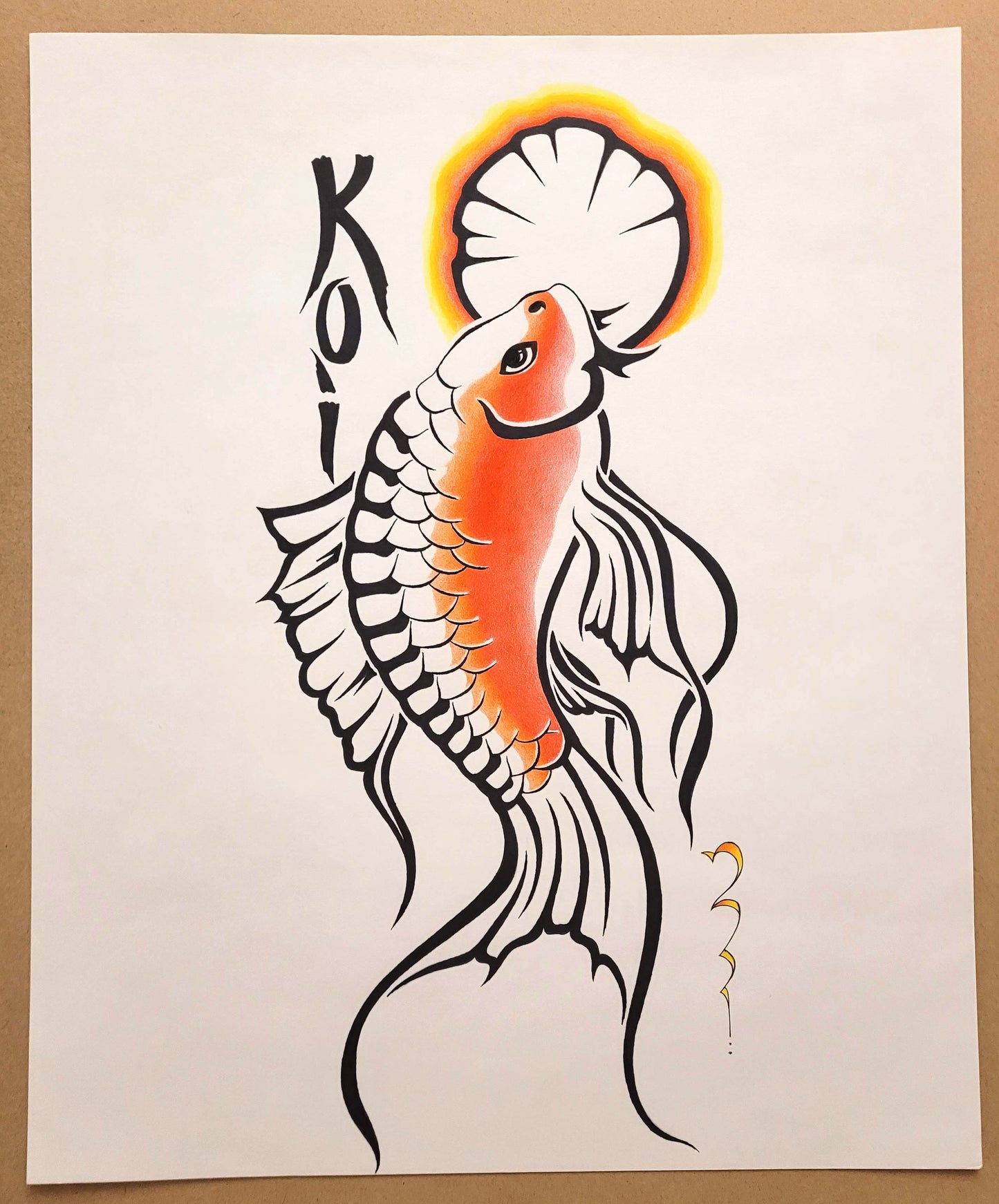 Koi and Sun - Original Artwork (not a print)