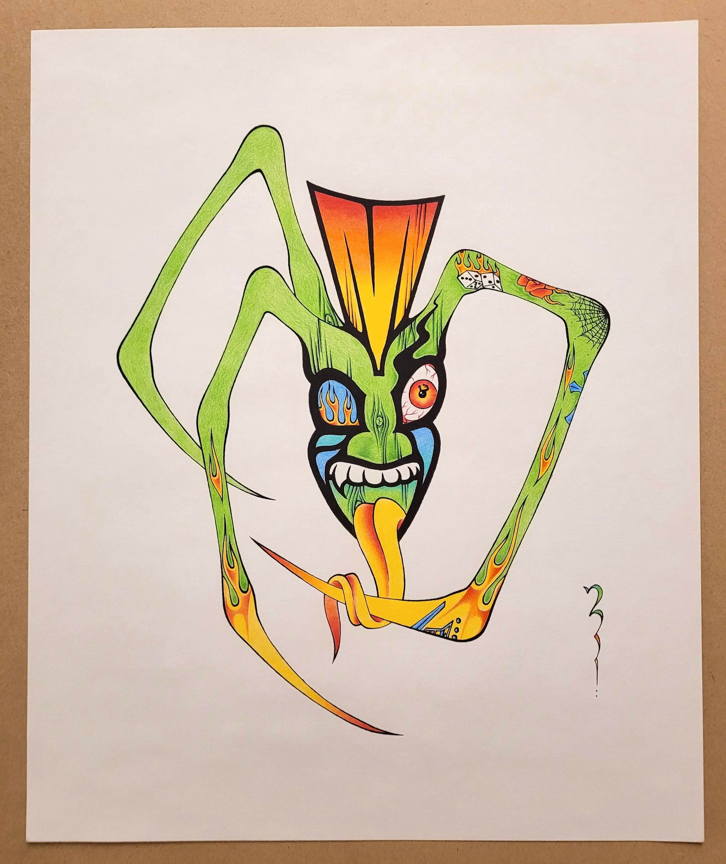 Three-legged Tiki Spider - Original Artwork (not a print)