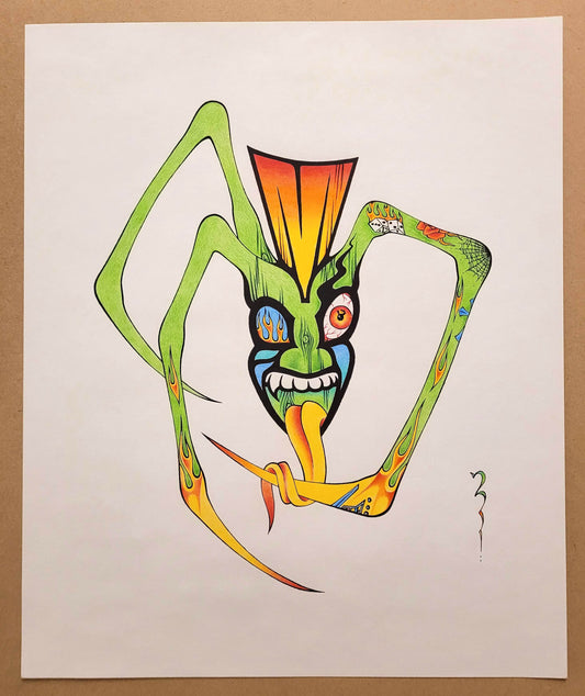 Three-legged Tiki Spider - Original Artwork (not a print)