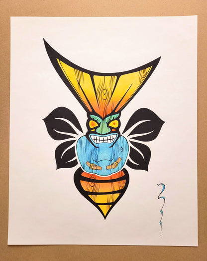 Crazy Tiki Bee - Original Artwork (not a print)